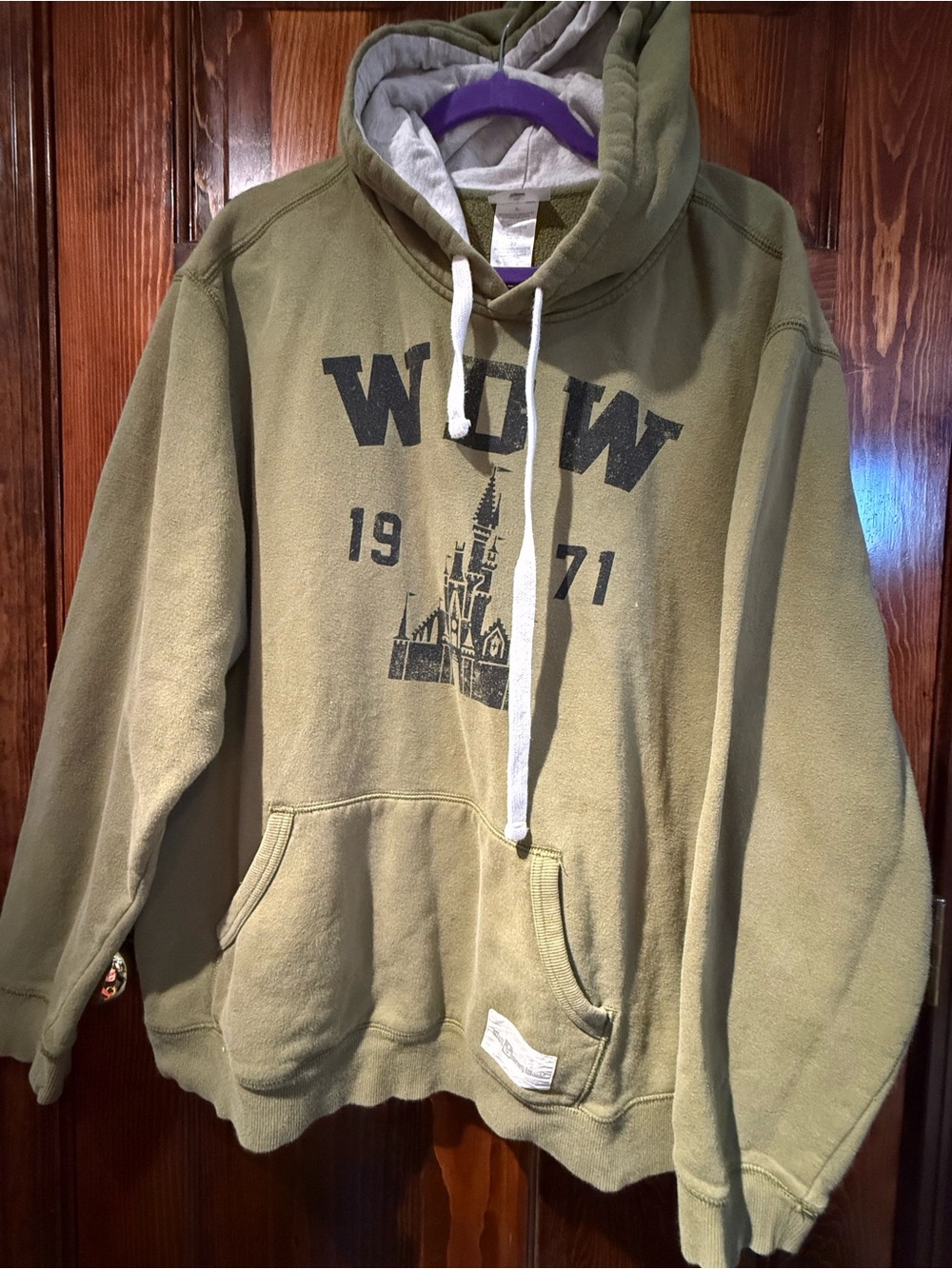 Disney Olive Green WDW Hooded Sweatshirt with Castle Graphic